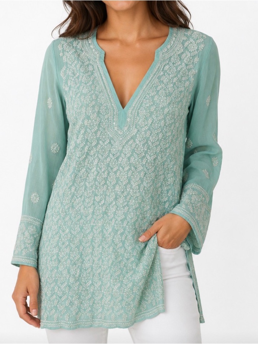 Juliet Dunn Boho Embroidered Tunic